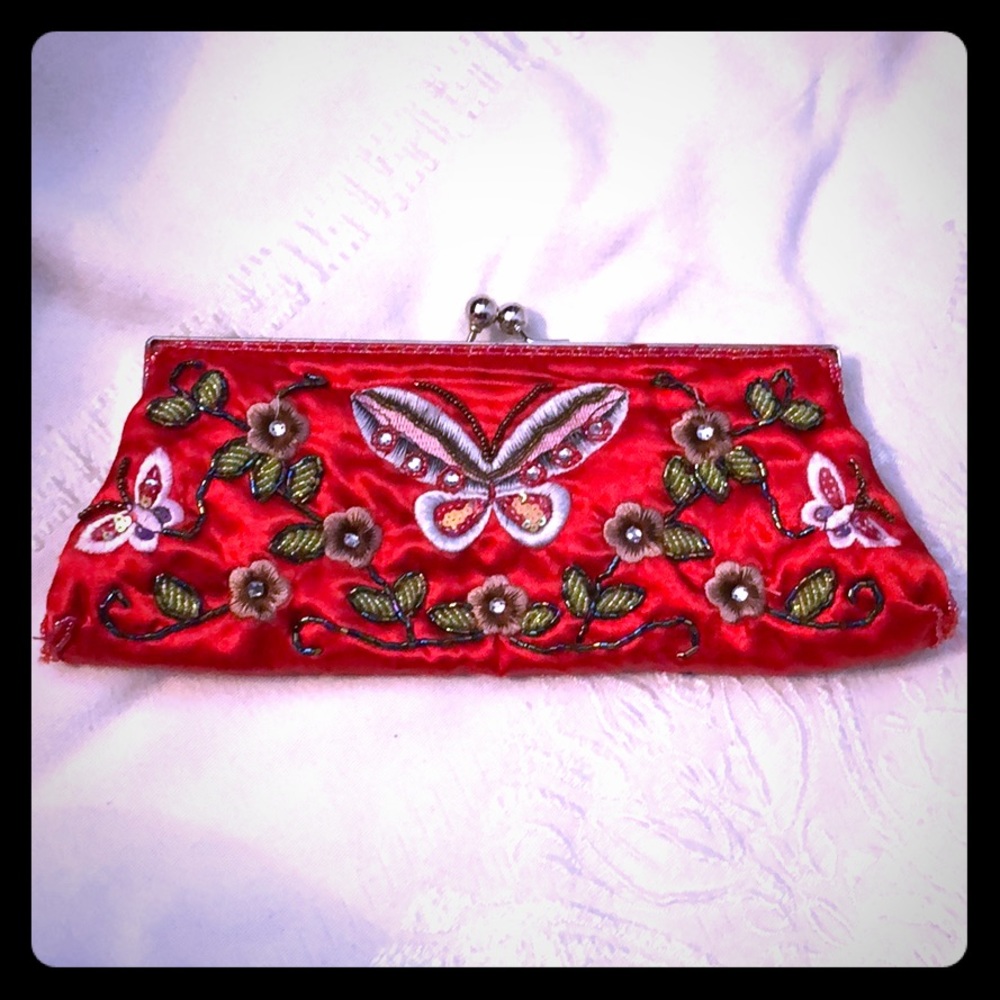 Beaded Red Clutch